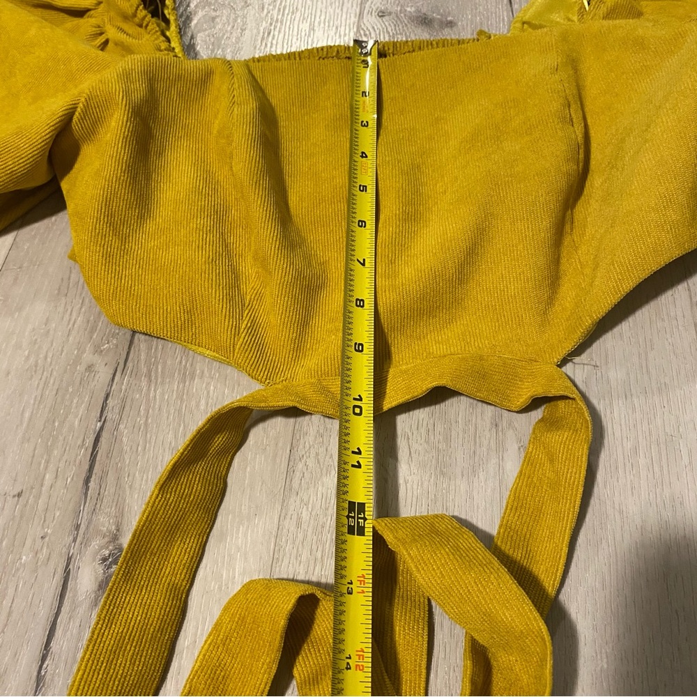 Style & Co Women's Yellow Balloon‎ Sleeve Crop Top Size L - Picture 12 of 15